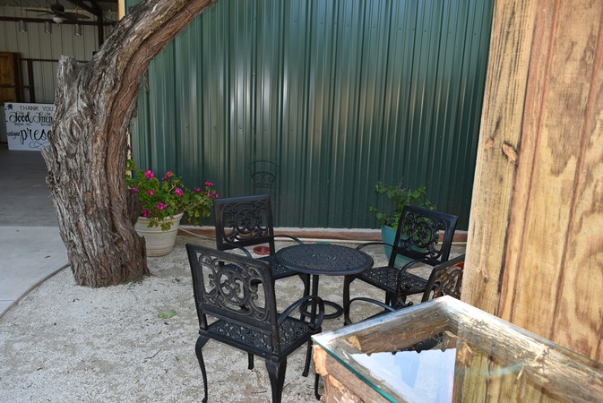 "Shady Wrought Iron Seating Area"